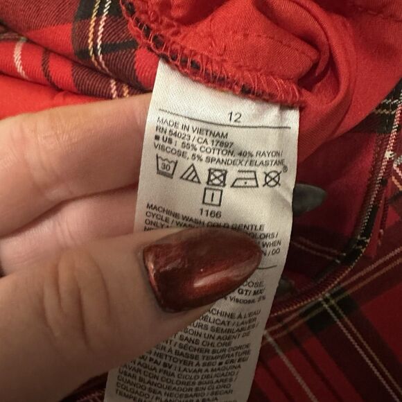 Old Navy Pixie Skinny Ankle Dress Pants Womens 12 Red Plaid Stretch NEW Tartan - Picture 8 of 11